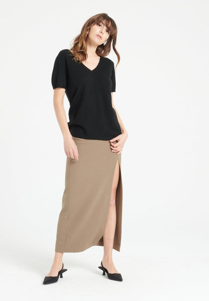 T-shirt col V cachemire noir femme - LILLY 14