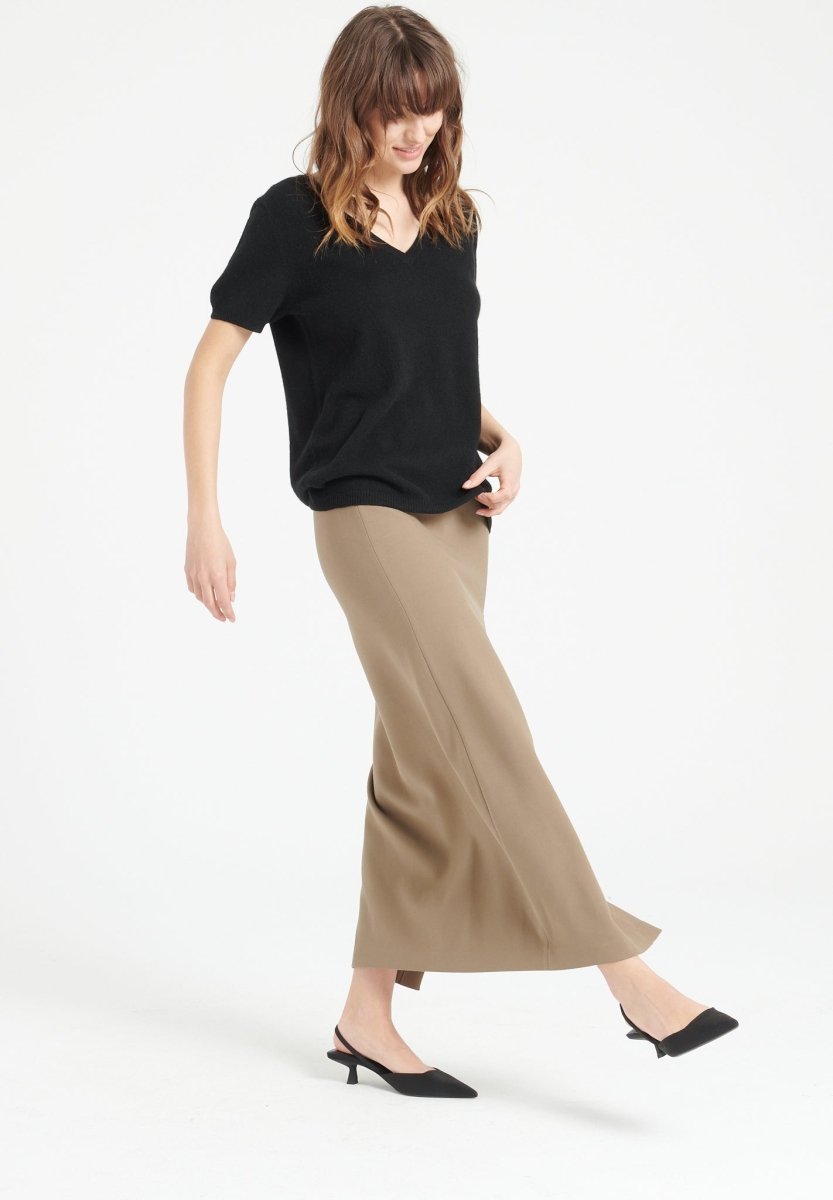 T-shirt col V cachemire noir femme - LILLY 14